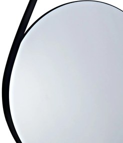 Espelho Adnet Redondo Preto Com Alça Metalica 61x41 Cm - D'Rossi