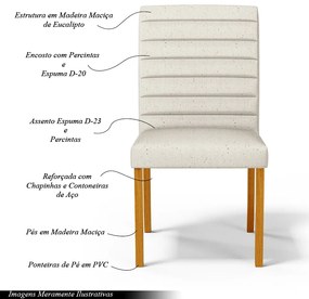 Kit 2 Cadeiras de Sala de Jantar Estofadas Veiga Madeira Maciça Linho Off White G78 - Gran Belo
