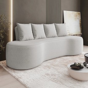 Sofá 3 Lugares Orgânico 210cm com Almofadas Benin Bouclê B03 - D'Rossi - Cinza