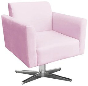 Kit 02 Poltronas Giratória Marisa Suede Base Cromada D03 - D'Rossi - Rosa Bebê