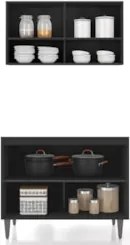 Armário de Cozinha CP01 Com Pia 100cm Pérola Z34 Preto      - Mpozenat