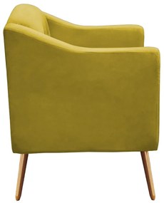Kit Namoradeira + 2 Poltronas Bruna Pé Palito Suede Amarelo