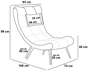 Poltrona Sher Suede Pés Palito de Ferro D03 - D'Rossi - Bege