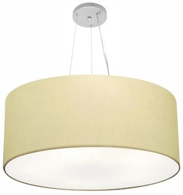 Lustre Pendente Cilíndrico Md-4150 Cúpula em Tecido 70x21cm Algodão Crú - Bivolt