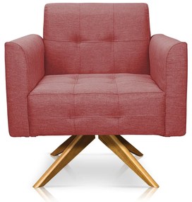 Poltrona Giratória Elisa Linho Whisky Rosê A106 Base Madeira MA30 - D'Rossi