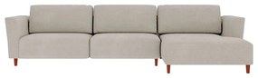 Sofá 370cm com Chaise Direita Franz Suede Bege G52 - Gran Belo