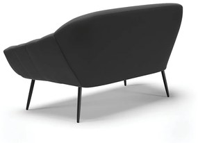 Namoradeira 02 Lugares Giovana Suede Preto Pés Palito de Ferro - D'Rossi