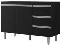 Balcão Gabinete Para Pia 120cm com Tampo 2 Portas Andréia Preto - AJL