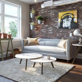 Conjunto Mesa de Centro Redonda Polly Off White G29 - Gran Belo