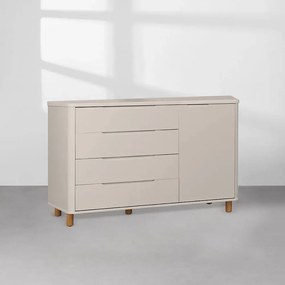 Cômoda Boom 4 Gavetas e 1 Porta com Pés Nordic Mel - Areia