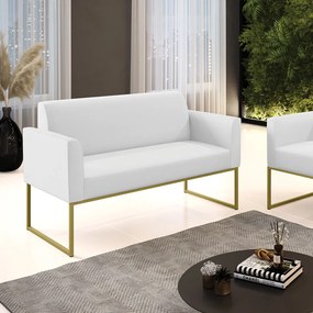 Sofá Namoradeira Base Industrial Dourado Marisa Corino D03 - D'Rossi - Branco