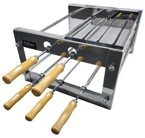 Churrasqueira Inox Rotativa Giratória 5 Espetos