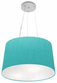 Lustre Pendente Cone Md-4153 Cúpula em Tecido 30/45x40cm Azul Turquesa - Bivolt