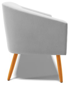 Namoradeira 02 Lugares Stella Suede Cinza Pés Palito Castanho - D'Rossi