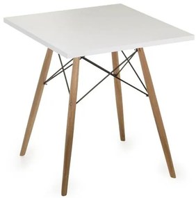 Mesa Eames 80 cm Tampo Quadrado Branco Base Madeira Clara - 28723 Sun House