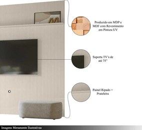 Painel Decorativo 245cm Hirta Frisado MDP até 75 OffWhite G97 - Gran Belo