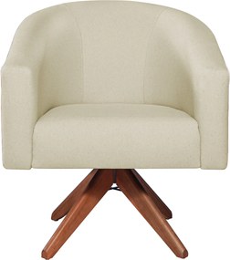 Poltrona Decorativa Sala de Estar Recepção Luiza Base Giratória de Madeira Suede - ADJ Decor