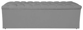 Calçadeira Estofada Liverpool 195 cm King Size Corano Cinza - ADJ Decor