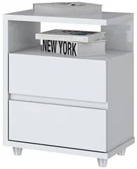 Mesa de Cabeceira 2 Gavetas Campeche Branco - Henn