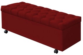 Calçadeira Baú de Casal 140 cm Potenza Veludo Vermelho - Vermelho