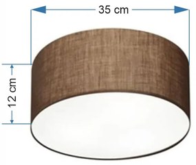 Plafon Cilíndrico Md-3046 Cúpula em Tecido 35x12cm Café - Bivolt