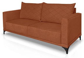 Sofá Living 2 Lugares com Pés de Ferro Almofadas Soltas 180cm Neso Bouclê Terracota G63 - Gran belo