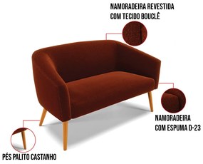 Sofá Namoradeira e Poltrona Giratória MA30 Stella Bouclê D03 - D'Rossi - Terra