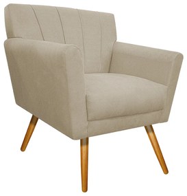 Poltrona Laura Pés Palito Mel Suede Bege - ADJ Decor