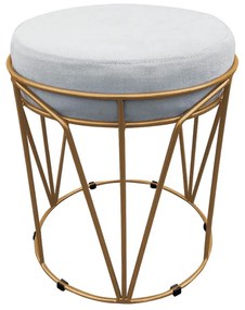 Puff Multiuso com Mesa Babu 2 em 1 Suede Cinza Base Dourado - D'Rossi