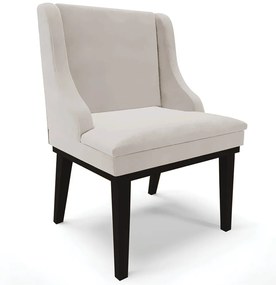 Poltrona Decorativa Base Fixa de Madeira Firenze Veludo Cinza/Preto G19 - Gran Belo