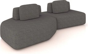 Sofá 2 Lugares Orgânico com Chaise e 1 Módulo Central Berlim Bouclê K01 - D'Rossi - Grafite