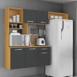 Armário de Cozinha Compacta 180cm Maxyn Cinamomo/Grafite A15 - Mpozena