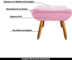 Puff Decorativo Pés Palito Charger Suede Rosa G19 - Gran Belo
