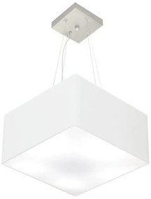 Lustre Pendente Quadrado Md-4005 Cúpula em Tecido 21/35x35cm Branco - Bivolt