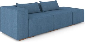 Sofá Versátil Sala de Estar Atlanta 318cm Modulado Linho Azul G52 - Gran Belo