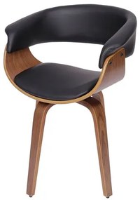 Cadeira Escandi Courino Preto com Base Madeira - 50029 Sun House