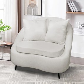 Poltrona Decorativa Orgânica Pé Ferro Preto Kit 2 Zaya Bouclê Offwte - D'Rossi