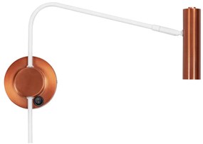 Arandela Jingle Articulada 40X31X12Cm 1Xmr11 - Usina 16924/40 (BT / CB-P - Branco Texturizado/ Cobre Brilho Polido)