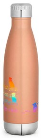 Garrafa Térmica Inox Brilhante 510 ml Cachorro Musical Arco Iris - Dourado