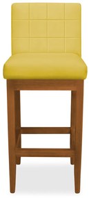 Kit 4 Banquetas Alta Sueli Base Madeira Maciça Estofada Suede Amarelo