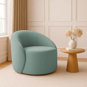 Poltrona Decorativa Orgânica Giratória Lua Cotelê/Veludo Menta D03 - D'Rossi