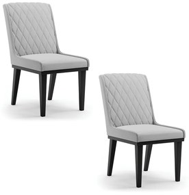 Cadeira Sala de Jantar Base Madeira Preto Kit 2 Sofia Suede D03 - D'Rossi - Cinza