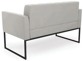 Kit 1 Sofá Namoradeira e 2 Poltronas Elisa Veludo Base Metálica Industrial Preto - D'Rossi - Cinza
