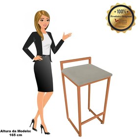 BANQUETA ALTA LAVINIA SUEDE BASE COBRE D - Marrom Rato
