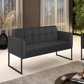 Sofá Namoradeira Elisa Corino Base Metálica Industrial Preto - D'Rossi - Preto