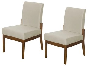 Kit 02 Cadeiras de Jantar Helena Suede Bege - Decorar Estofados