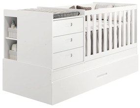Berço Multifuncional Luna com Cama Auxiliar - Branco Fosco