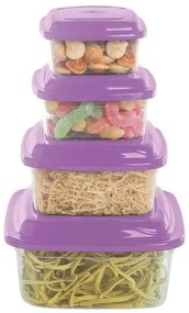 Kit Potes Quadrados Violeta 4 Peças