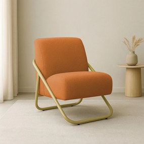 Poltrona Sala Decorativa Industrial Dourado Martina Bouclê K01 - D'Rossi - Caramelo