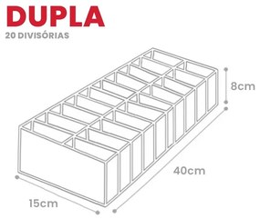 Kit Com 3 Organizadores de Gaveta Dupla Invisíveis - 12 nichos